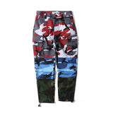 Tri Color  Camo Patchwork Cargo Pants Men's Hip Hop Casual Camouflage Trousers Fashion Streetwear Joggers Sweatpants.