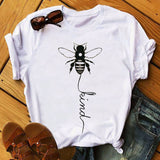 Cotton T Shirt Bee Kind Print Women Short Sleeve O Neck Loose Tshirt 2020 Summer Tee Shirt Tops.