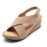 Women Sandals New Summer Shoes Woman Ladies Sewing Hollow Out Wedges Female Casual Pu Leather Comfortable Retro Sandalis