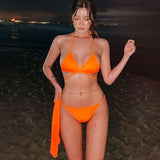 New Fashion Split Bikini Three-piece Sexy Small Breast Spa Vacation Swimwear