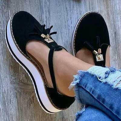 Casual Shoes Flat Large Size Women's Shoes Sandals Tassel Thick Sole Women's Shoes Thick Sole Tassel Buckle Ladies Casual Sandals Women's Shoes