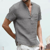 New Men's Short-Sleeved T-shirt Cotton and Linen Led Casual.