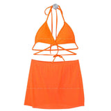 New Fashion Split Bikini Three-piece Sexy Small Breast Spa Vacation Swimwear