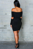 Wholesale Free Shipping Sexy Off Shoulder Club Party Women Long Sleeve Casual Bodycon Hole Dress.