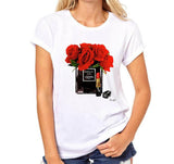 T-shirt Woman Paris Perfume Bottle Sunflower T Shirt Casual Hipster T Shirt Summer Clothes For Women