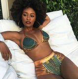 African Print Two-Pieces Bath Suits Bikini Set Sexy Geometric Swimwear Swimsuit