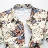 High quality silk cotton men's shirt 2019 summer fashion printed casual shirt short sleeve slim business men's shirt  size M-7XL.