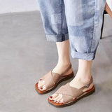 Summer new leather open toe Fairy Cross strap sandals women wear Roman sandals women flat bottom