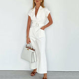 Summer New Fashion Women's Clothing Temperament Commuter Waist Trend Design Sense Niche Jumpsuit