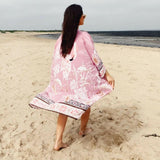 Beach Blouse Quick Dry Crane Flower Holiday Kimono Cardigan Beach Sun Protection Shirt Bikini Robe