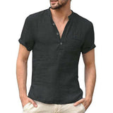 New Men's Short-Sleeved T-shirt Cotton and Linen Led Casual.