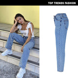 Women's High Waist Loose Straight Small Flared Denim Trousers High And Low Irregular Trousers Ins Street Style
