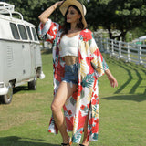 Quick-Drying Printed Kimono Cardigan Bikini Outer Cover Beach Sun Protection Clothing Women