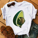 Kawaii Cartoon Avocado Short Sleeve T-shirt  Female Tee Summer Women T-shirts Tops