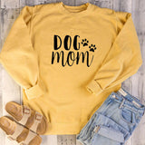 Dog Mom Women's Plus Velvet Fashionable Long Sleeve Casual Sweatshirt Printing Dog Lover Sweatshirt Clothing